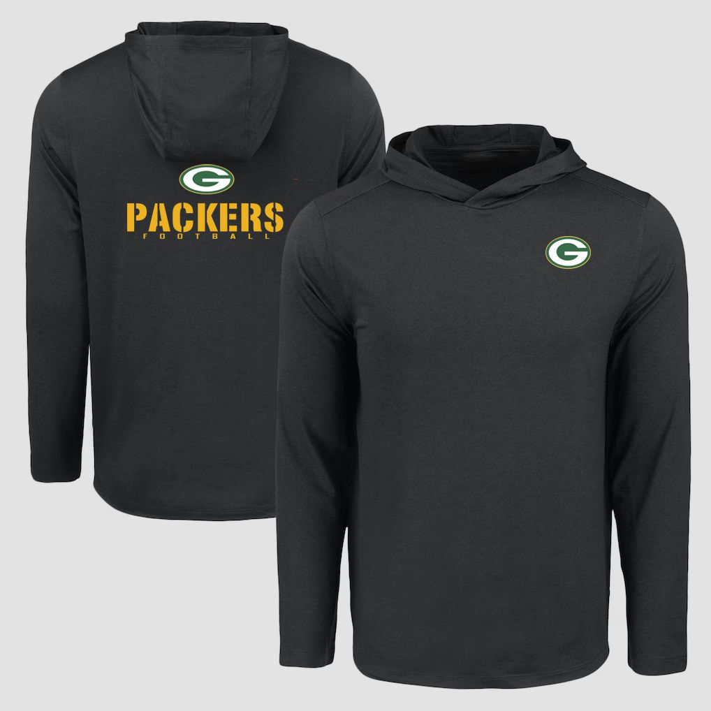 Men 2026 NFL Green Bay Packers Hooded long sleeved T-shirt black 05->nfl t-shirts->Sports Accessory